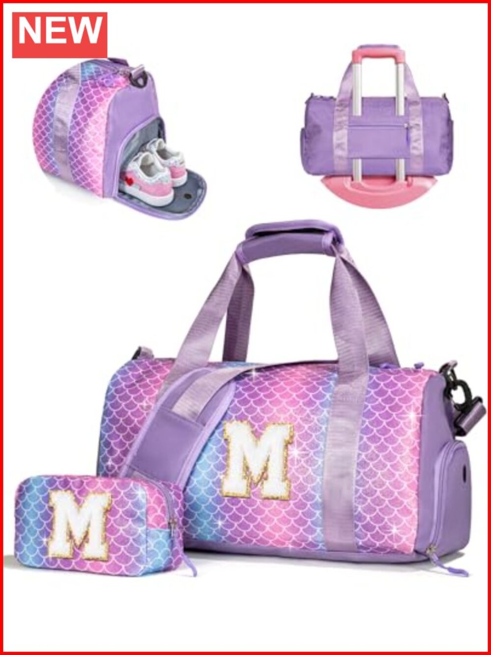 Personalized Gym Bag with Shoe Compartment, Overnight Travel Tote for Girls,